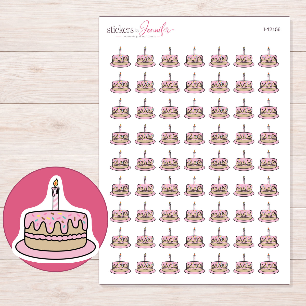 I-12156 planner sticker sheet with enlarged sticker detail