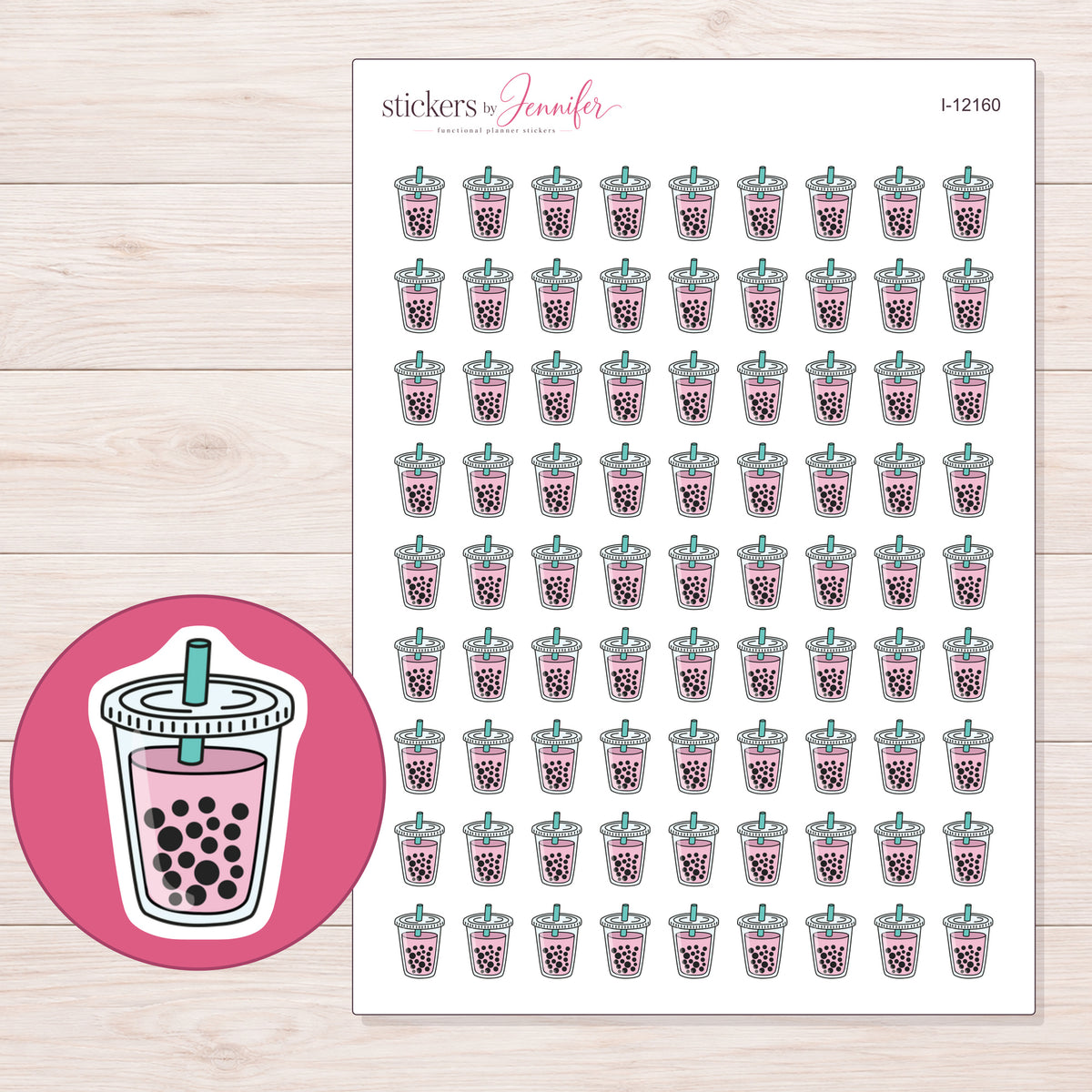 I-12160 planner sticker sheet with enlarged sticker detail
