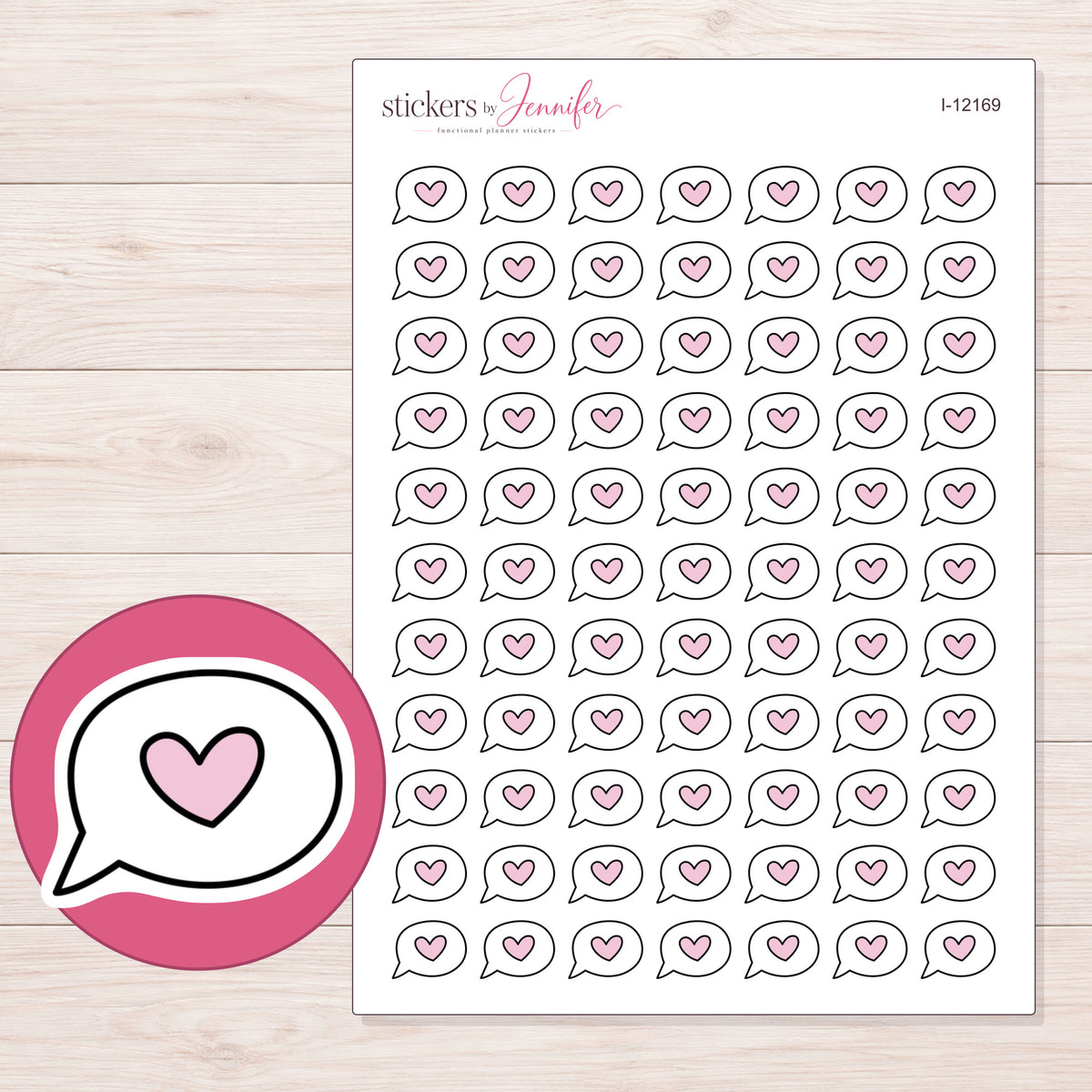 I-12169 planner sticker sheet with enlarged sticker detail
