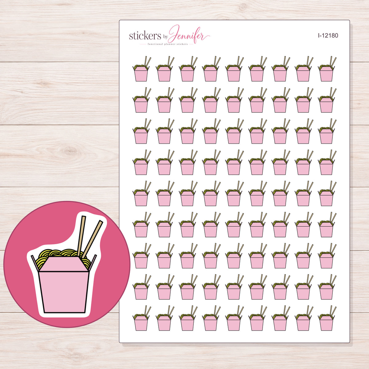 I-12180 planner sticker sheet with enlarged sticker detail