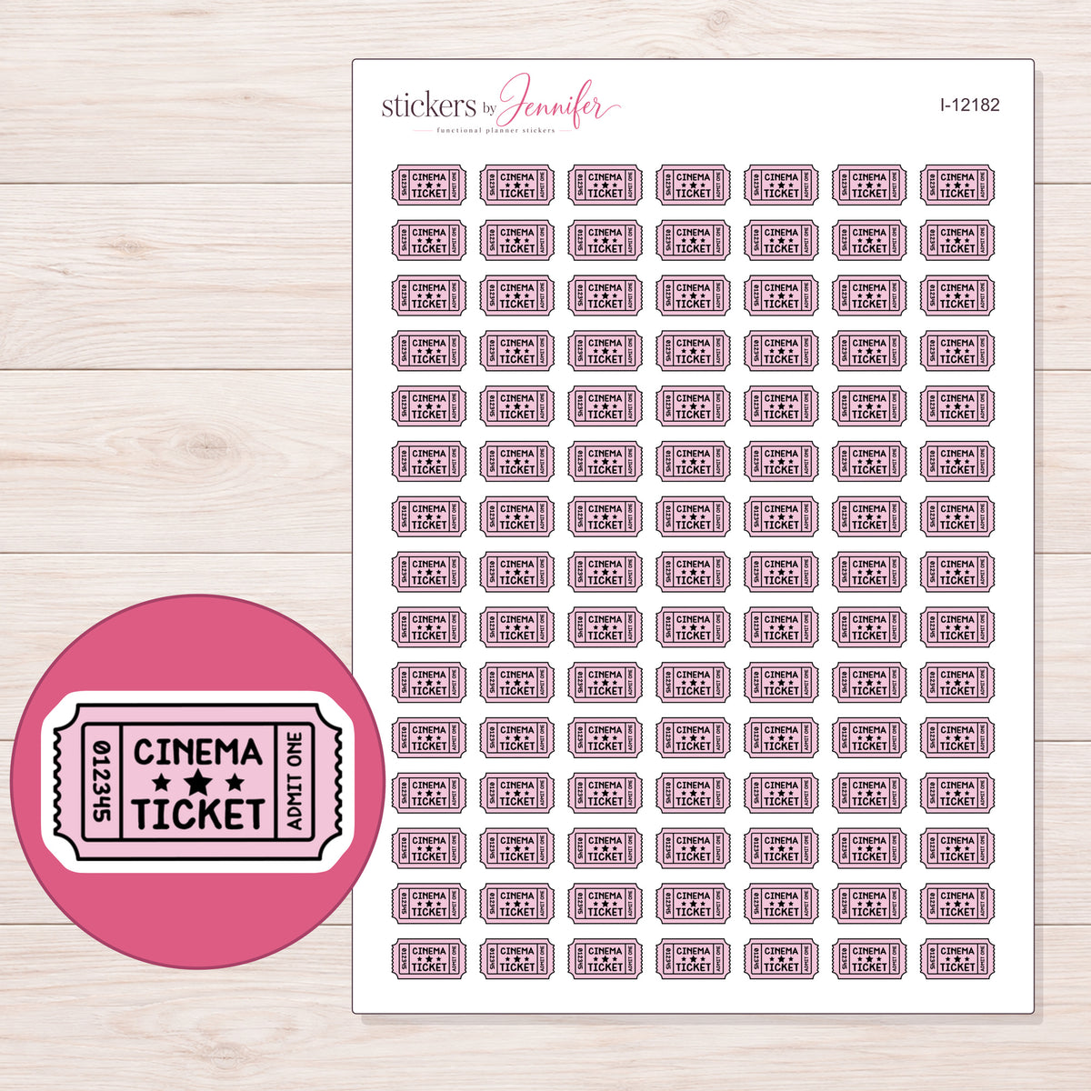 I-12182 planner sticker sheet with enlarged sticker detail
