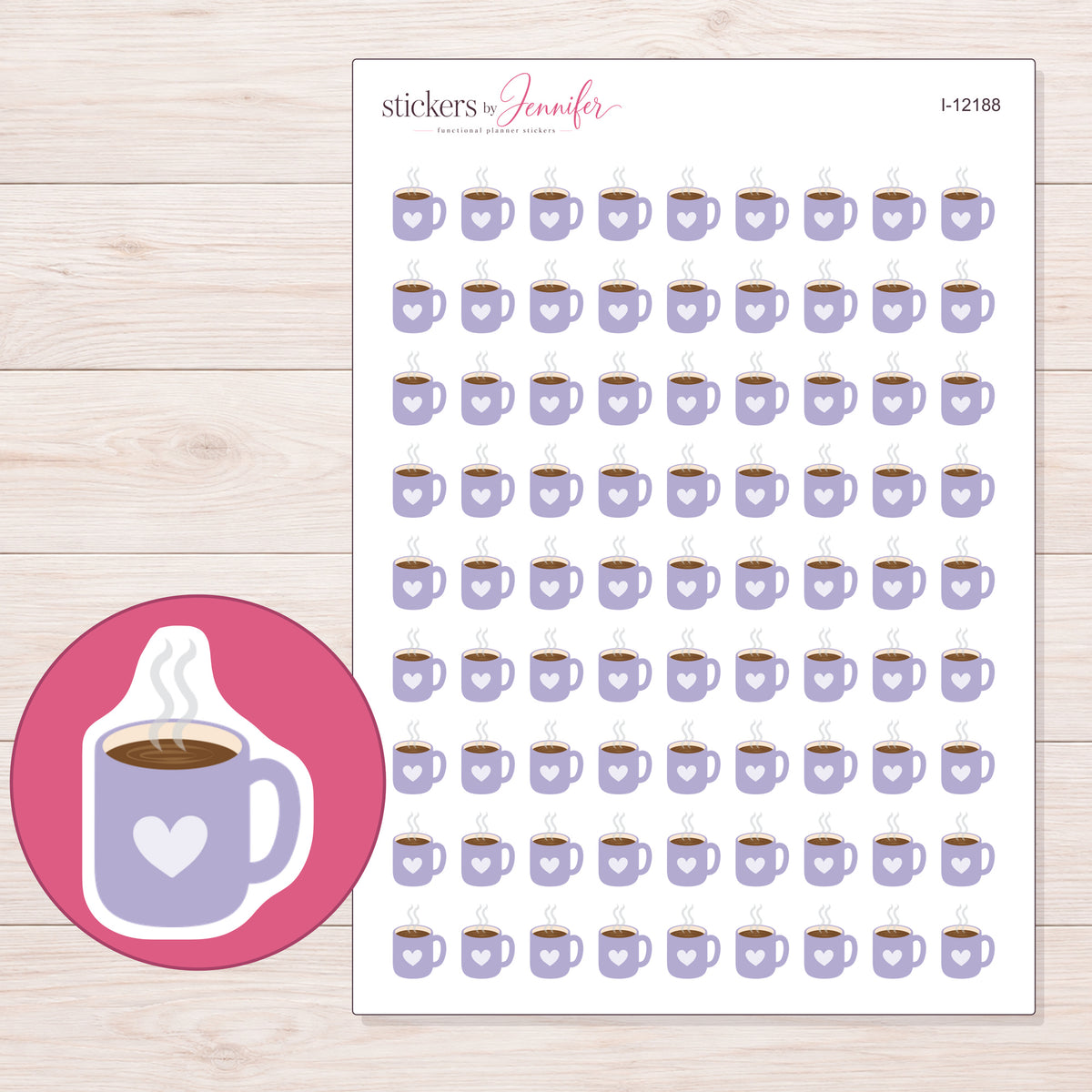 I-12188 planner sticker sheet with enlarged sticker detail