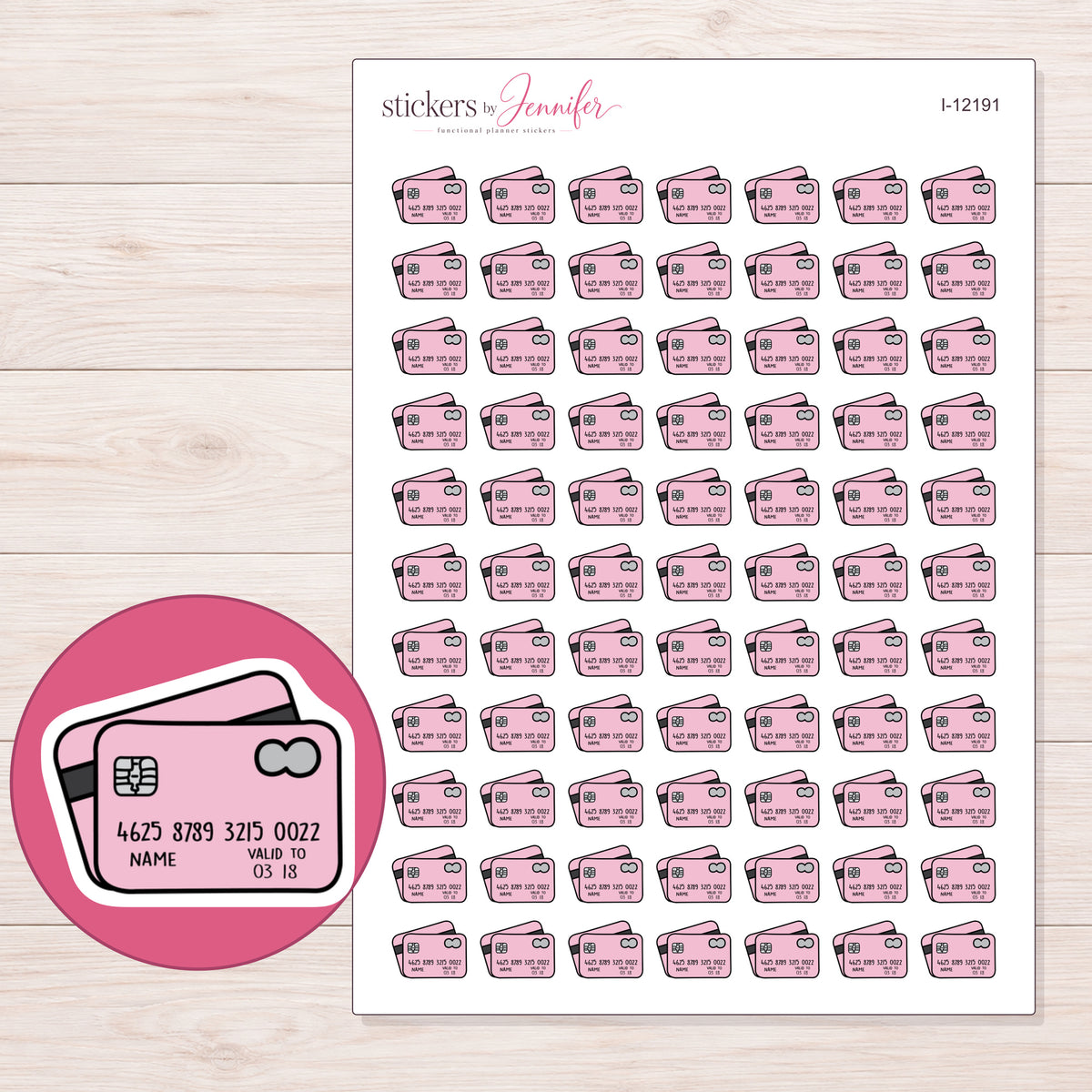 I-12191 planner sticker sheet with enlarged sticker detail