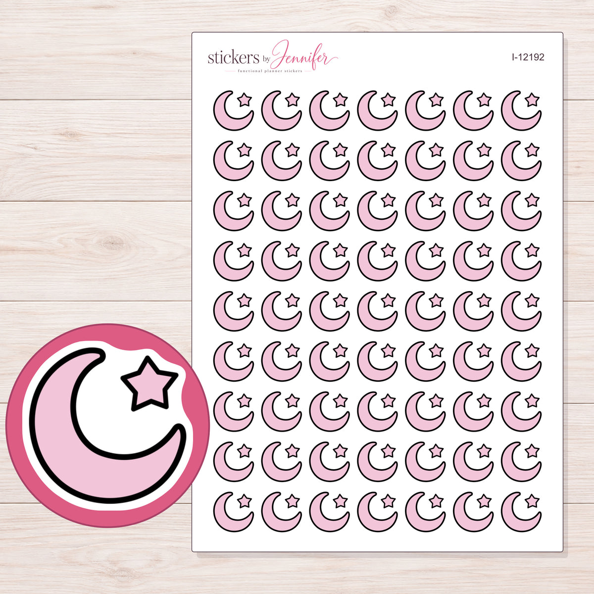 I-12192 planner sticker sheet with enlarged sticker detail