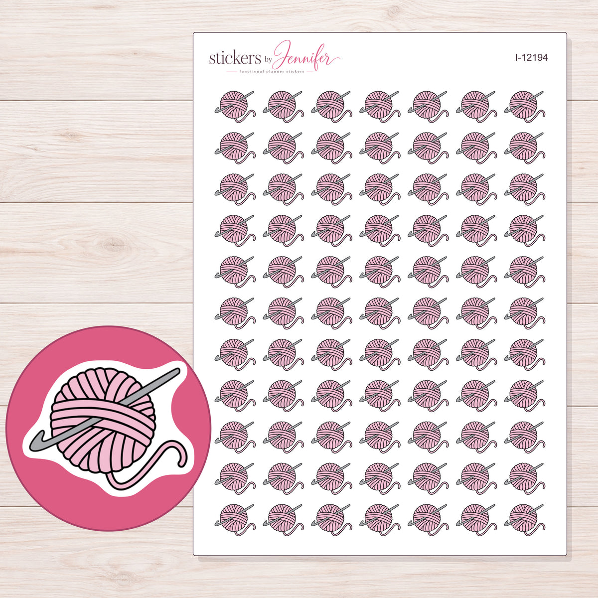 I-12194 planner sticker sheet with enlarged sticker detail