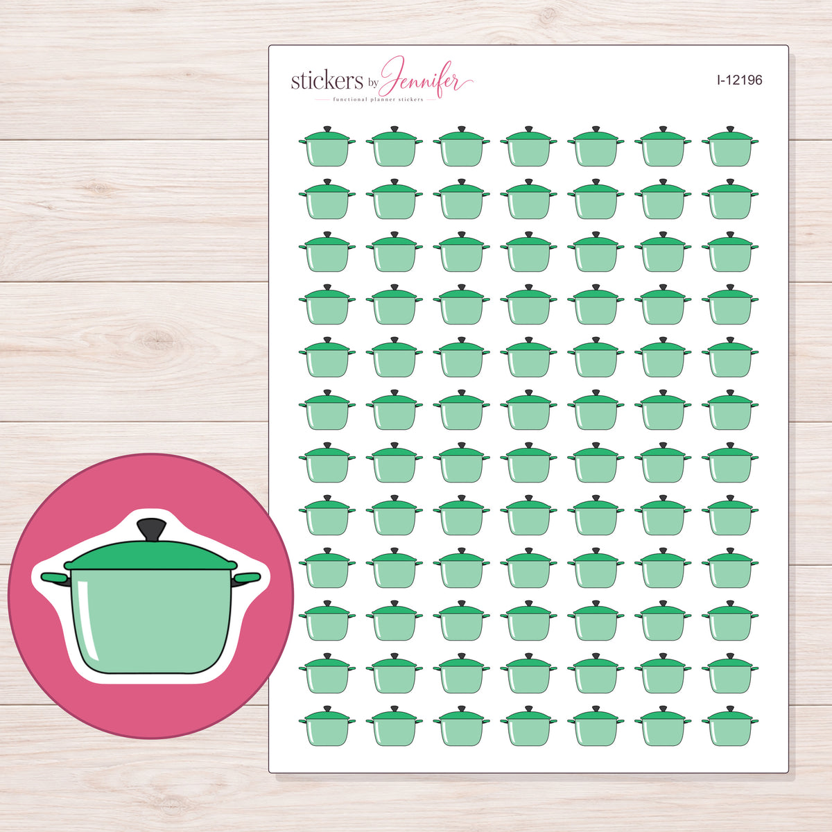 I-12196 planner sticker sheet with enlarged sticker detail