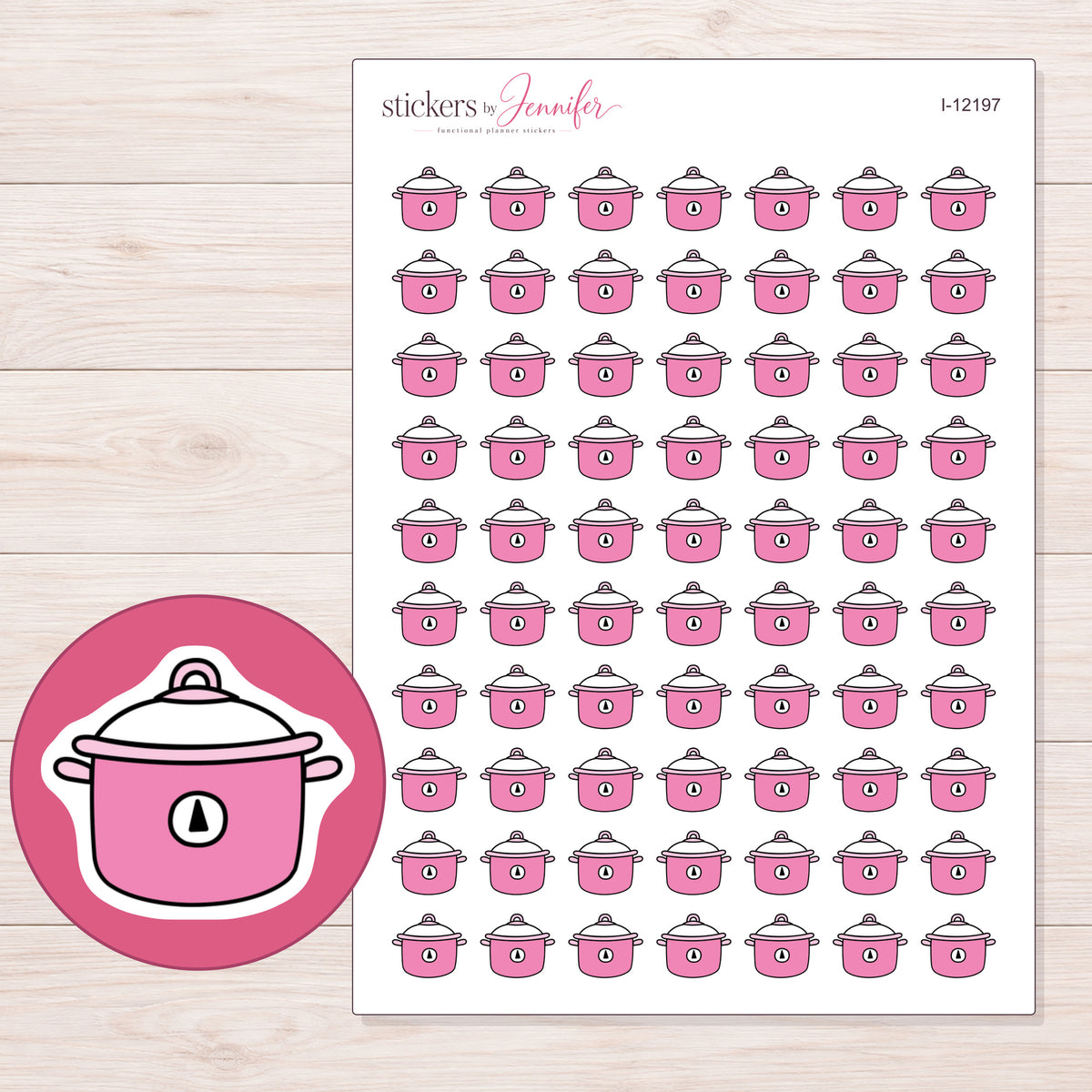 I-12197 planner sticker sheet with enlarged sticker detail