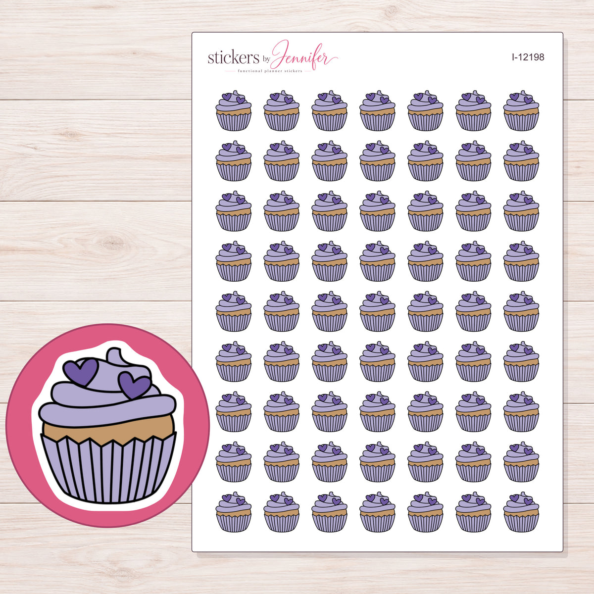 I-12198 planner sticker sheet with enlarged sticker detail