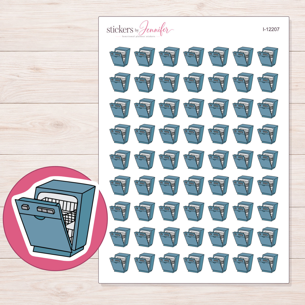 I-12207 planner sticker sheet with enlarged sticker detail