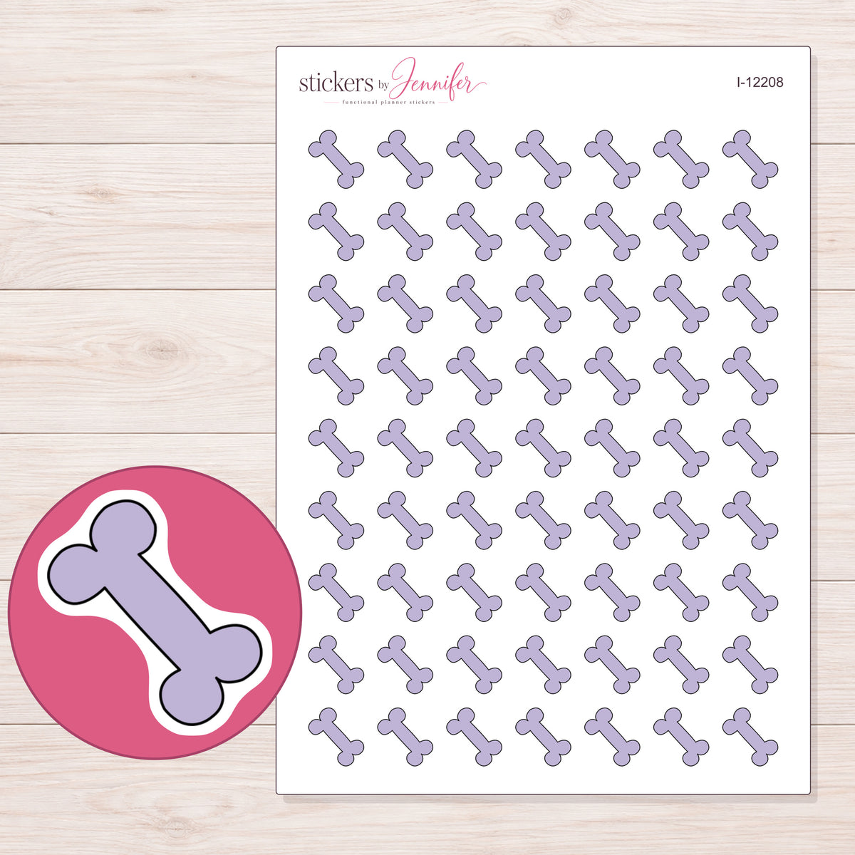 I-12208 planner sticker sheet with enlarged sticker detail