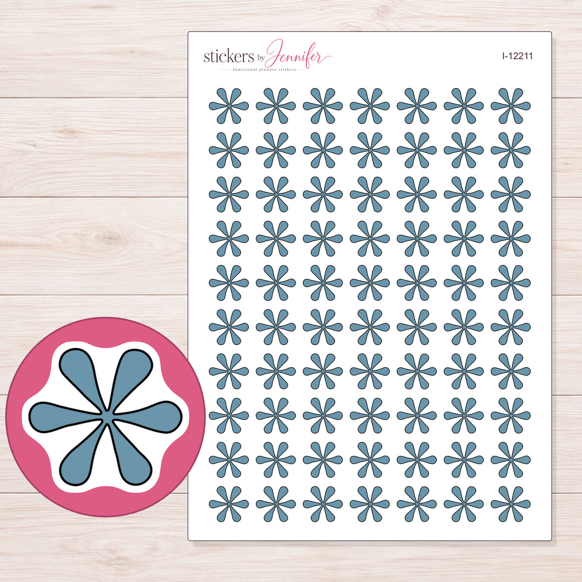 I-12211 planner sticker sheet with enlarged sticker detail
