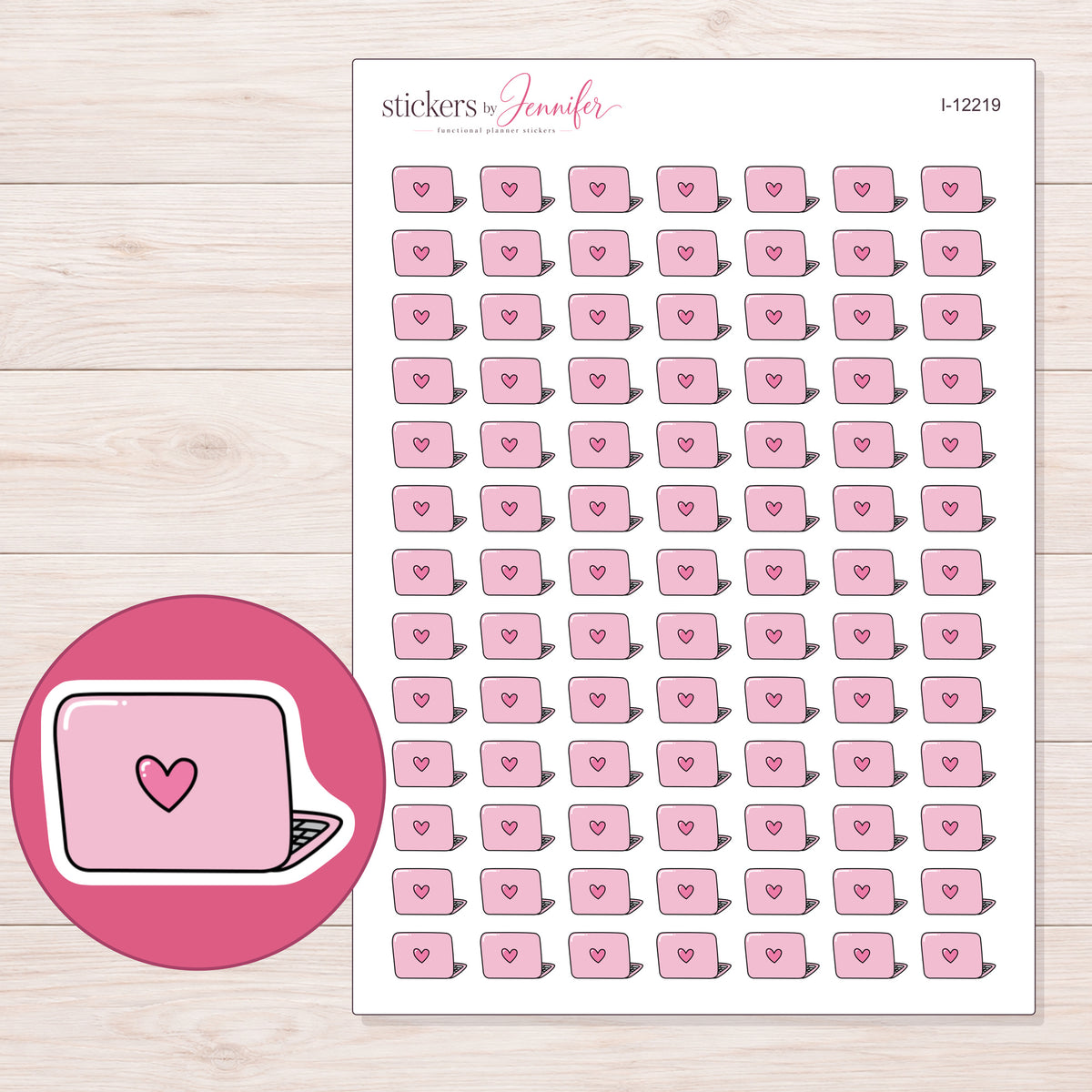 I-12219 planner sticker sheet with enlarged sticker detail
