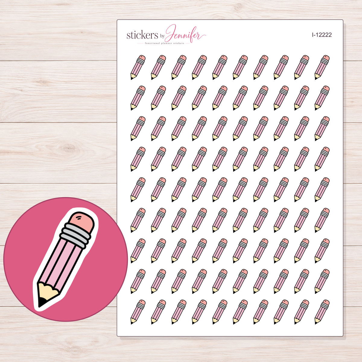 I-12222 planner sticker sheet with enlarged sticker detail