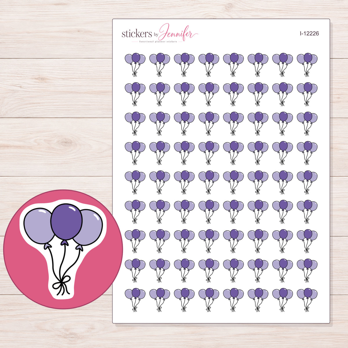 I-12226 planner sticker sheet with enlarged sticker detail
