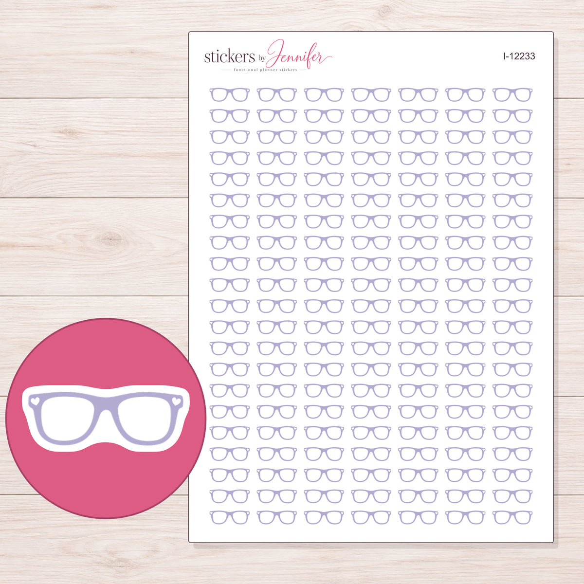 I-12233 planner sticker sheet with enlarged sticker detail
