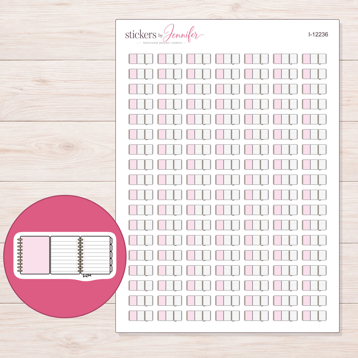 I-12236 planner sticker sheet with enlarged sticker detail