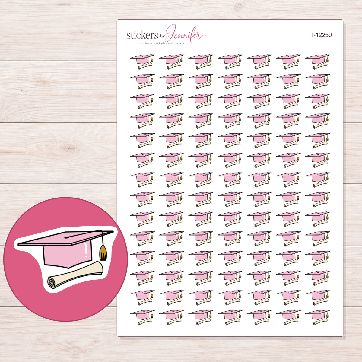 I-12250 planner sticker sheet with enlarged sticker detail
