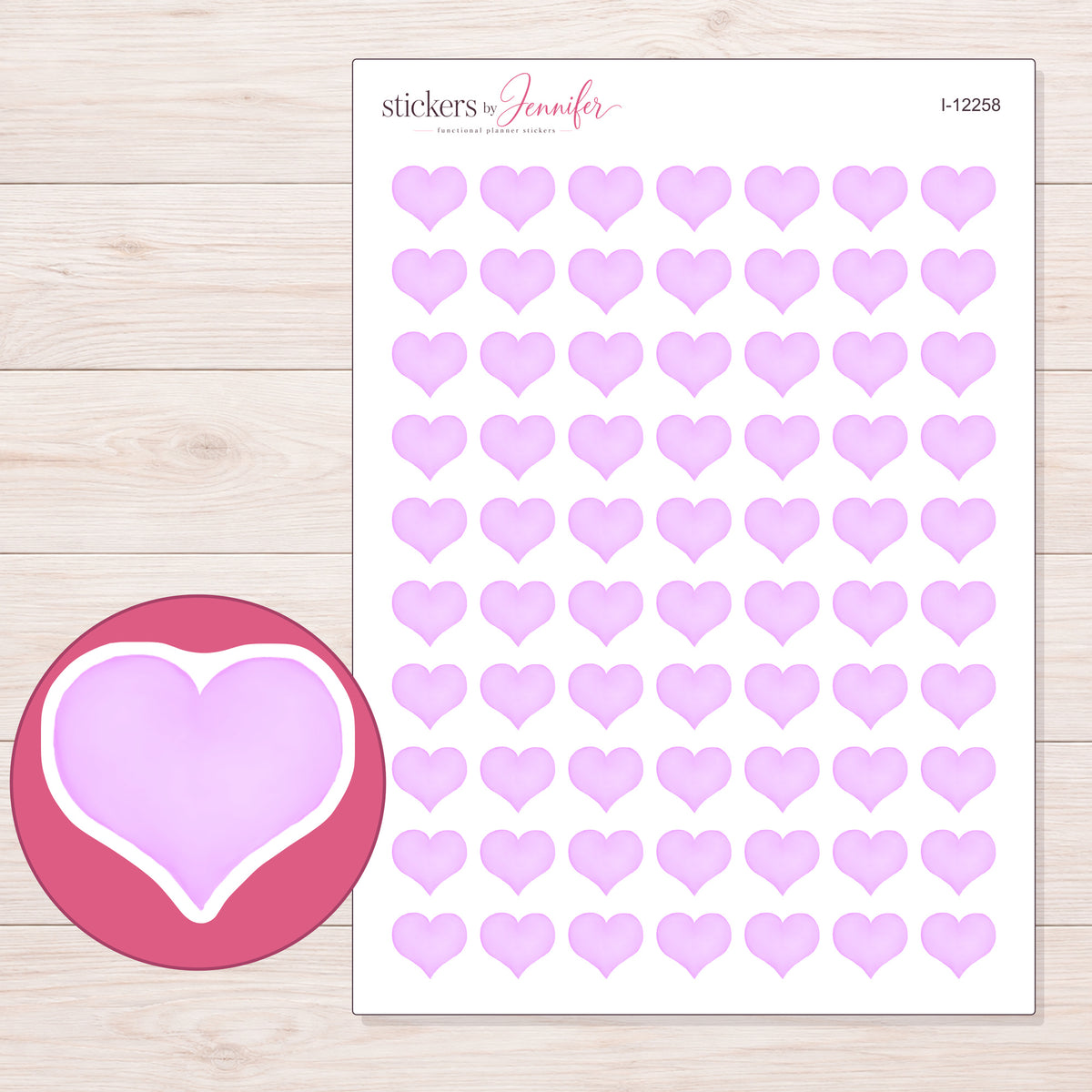 I-12258 planner sticker sheet with enlarged sticker detail