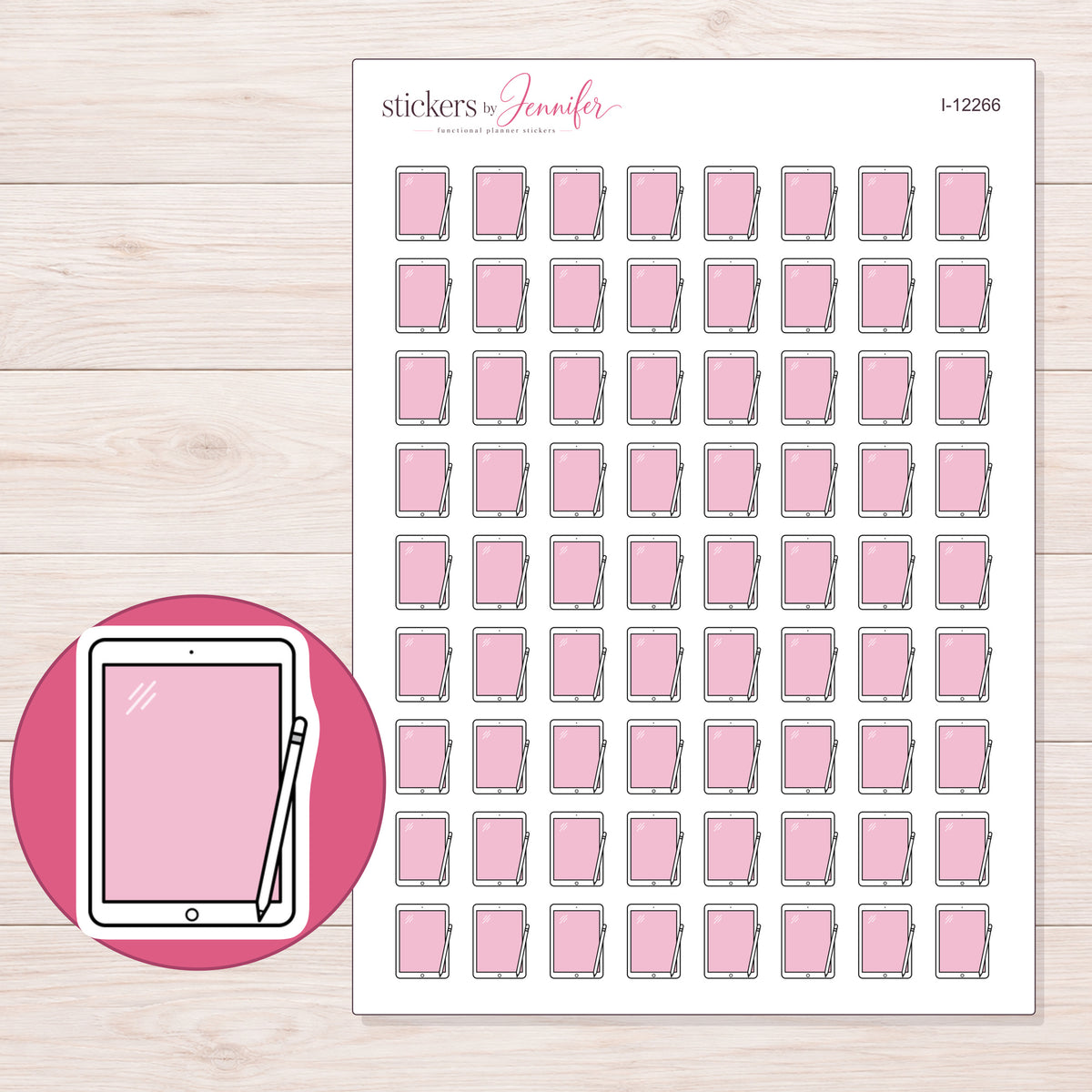 I-12266 planner sticker sheet with enlarged sticker detail