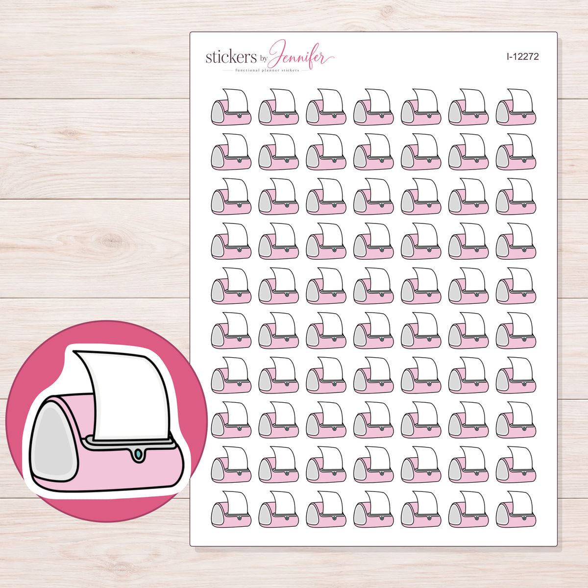 I-12272 planner sticker sheet with enlarged sticker detail