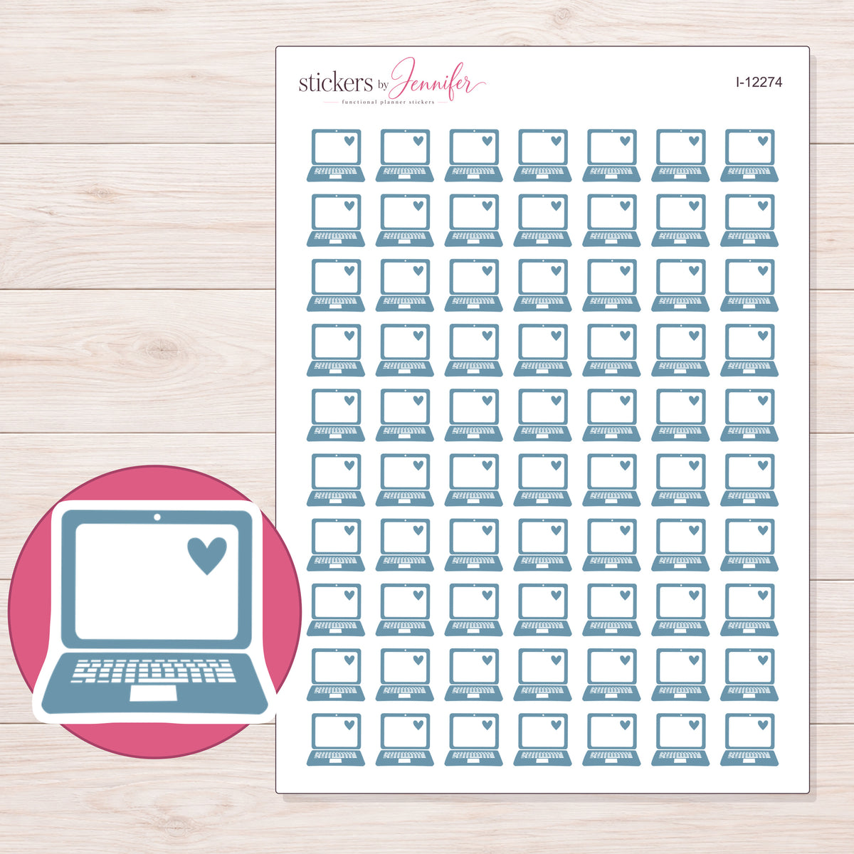 I-12274 planner sticker sheet with enlarged sticker detail