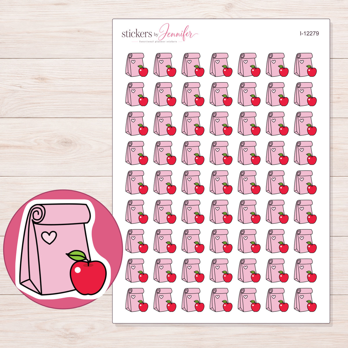 I-12279 planner sticker sheet with enlarged sticker detail