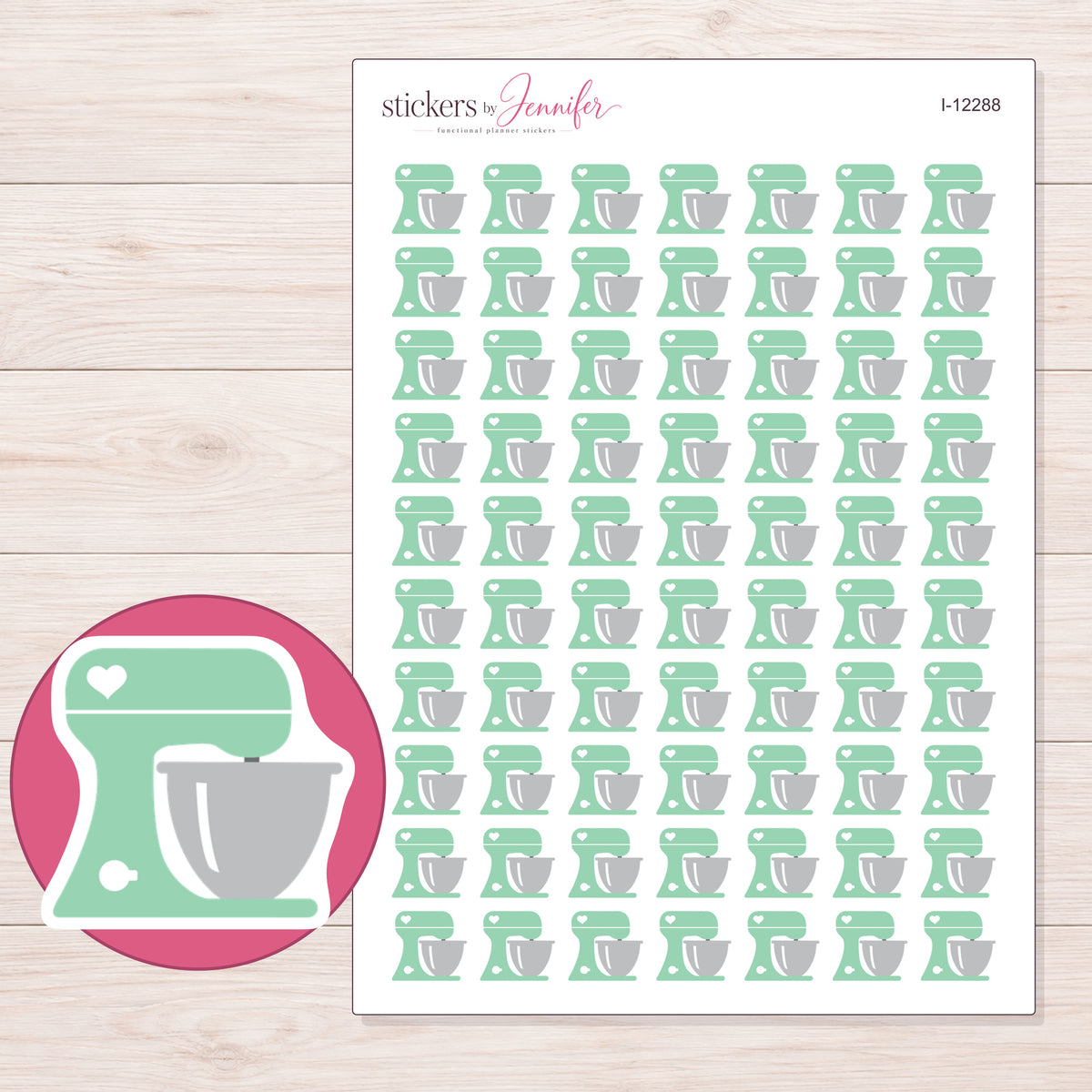 I-12288 planner sticker sheet with enlarged sticker detail