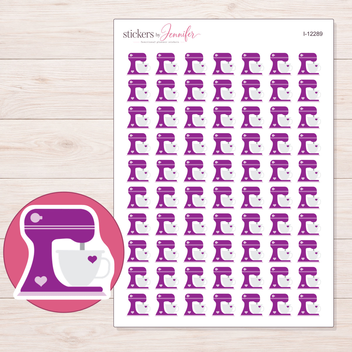 I-12289 planner sticker sheet with enlarged sticker detail