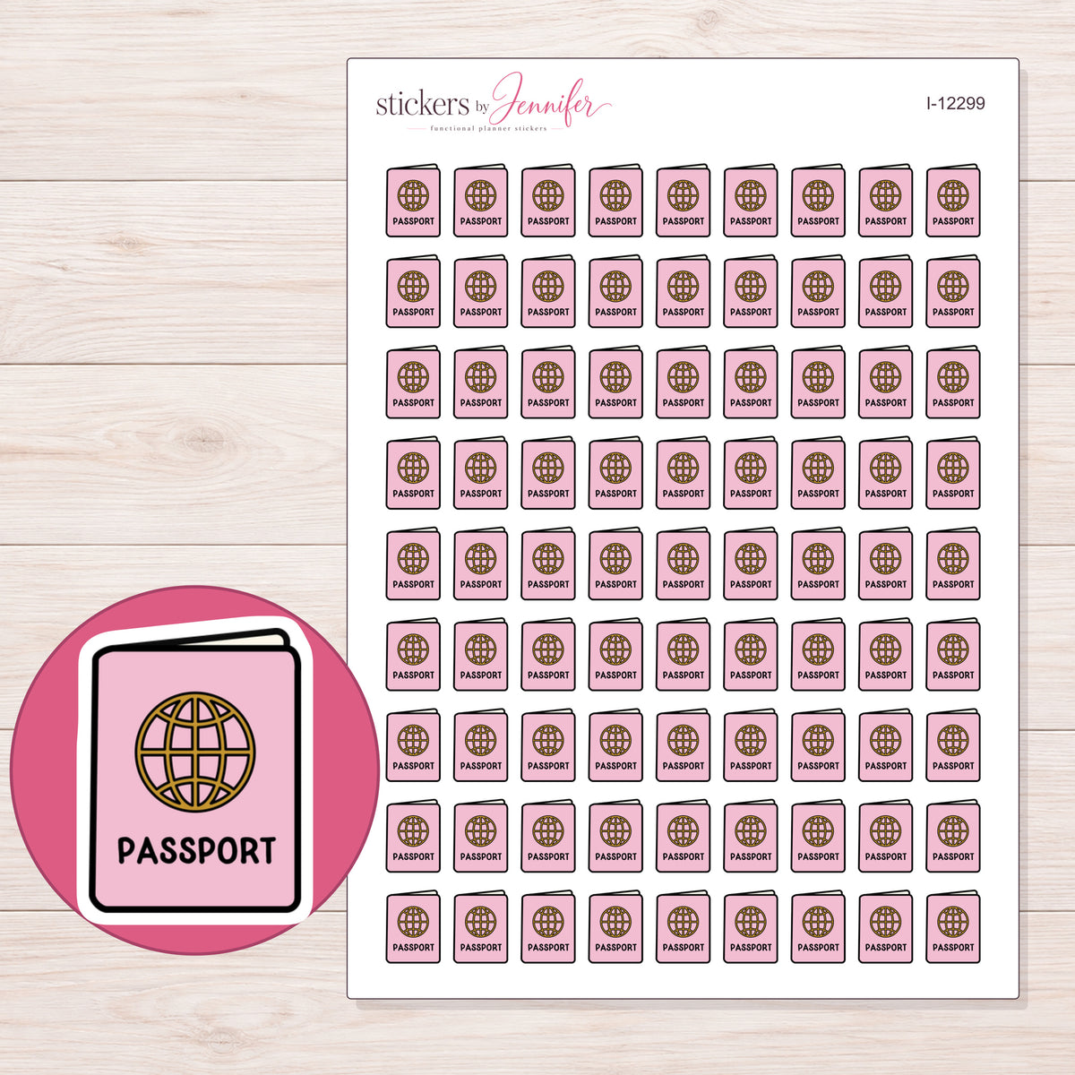 I-12299 planner sticker sheet with enlarged sticker detail