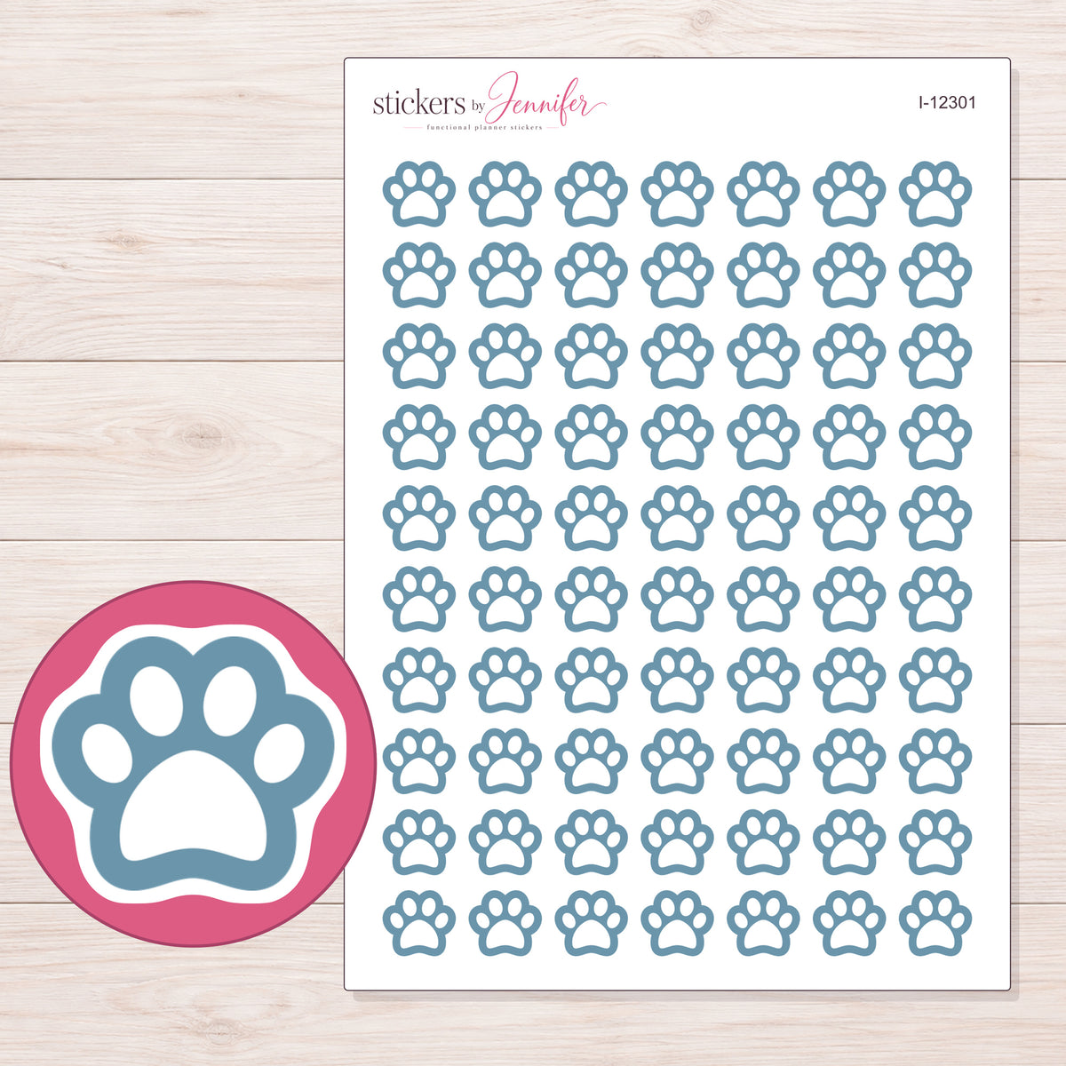 I-12301 planner sticker sheet with enlarged sticker detail