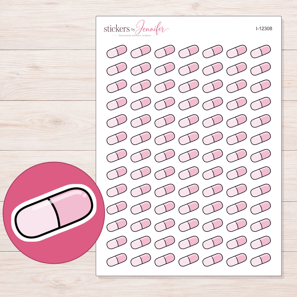 I-12308 planner sticker sheet with enlarged sticker detail