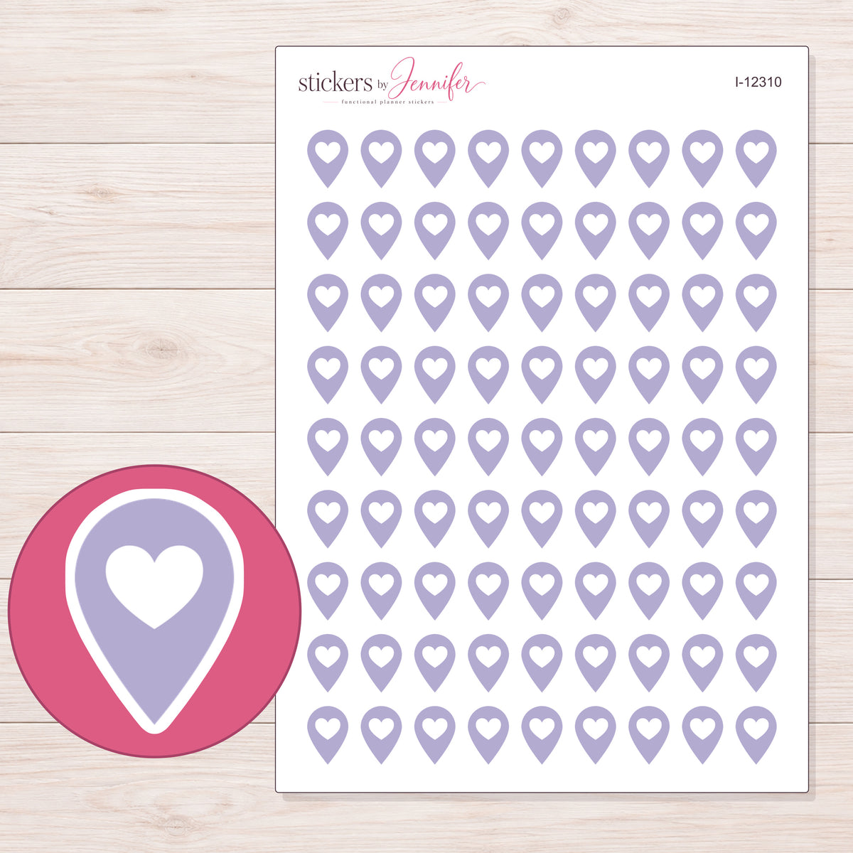 I-12310 planner sticker sheet with enlarged sticker detail