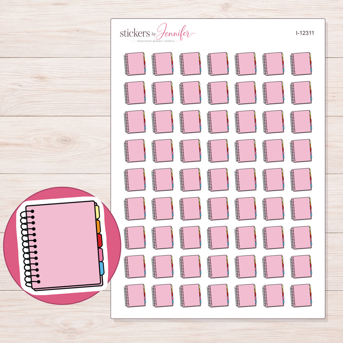 I-12311 planner sticker sheet with enlarged sticker detail
