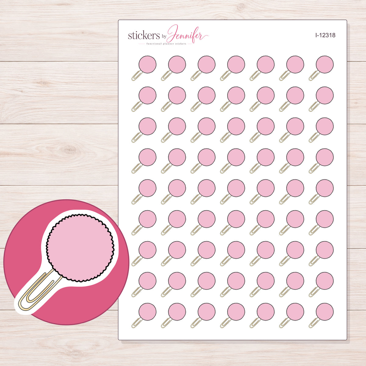 I-12318 planner sticker sheet with enlarged sticker detail