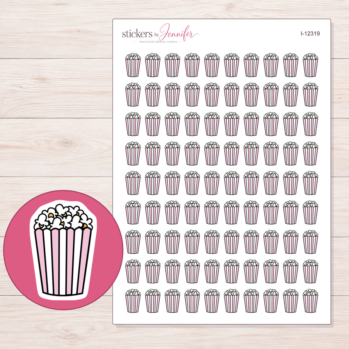 I-12319 planner sticker sheet with enlarged sticker detail
