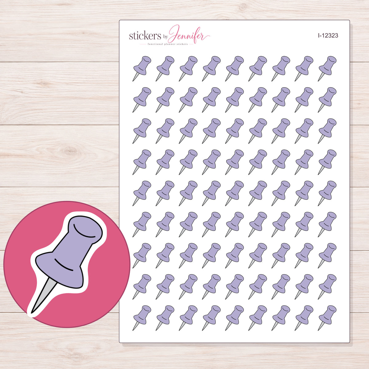 I-12323 planner sticker sheet with enlarged sticker detail