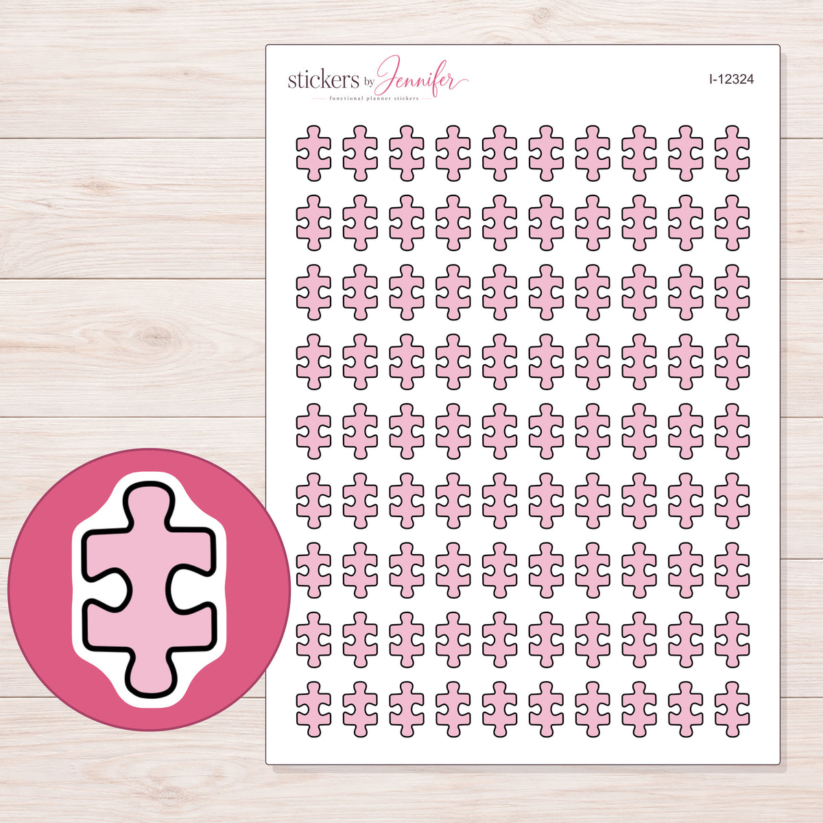 I-12324 planner sticker sheet with enlarged sticker detail
