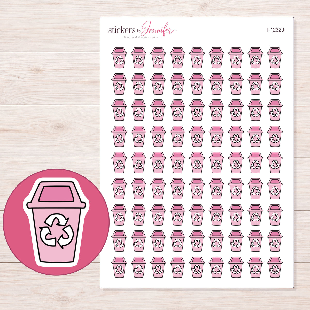 I-12329 planner sticker sheet with enlarged sticker detail