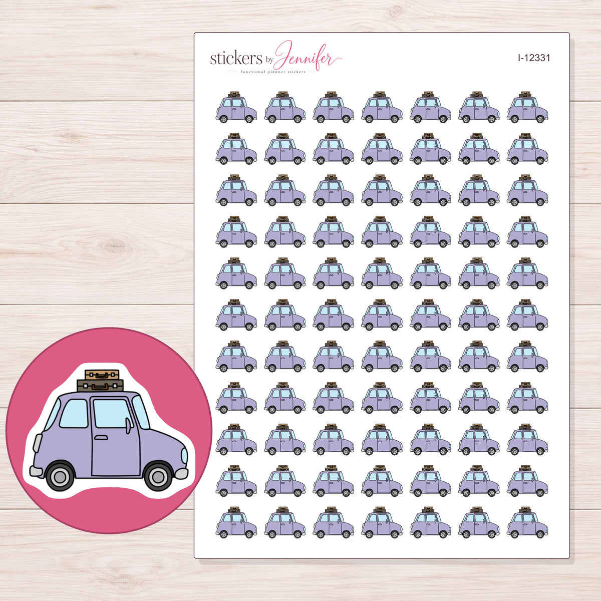 I-12331 planner sticker sheet with enlarged sticker detail