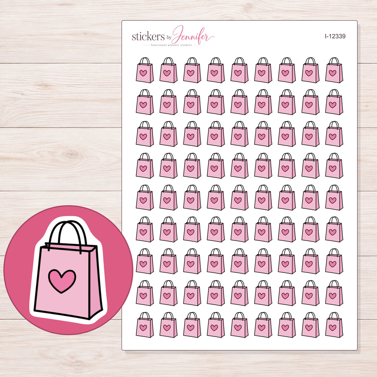I-12339 planner sticker sheet with enlarged sticker detail