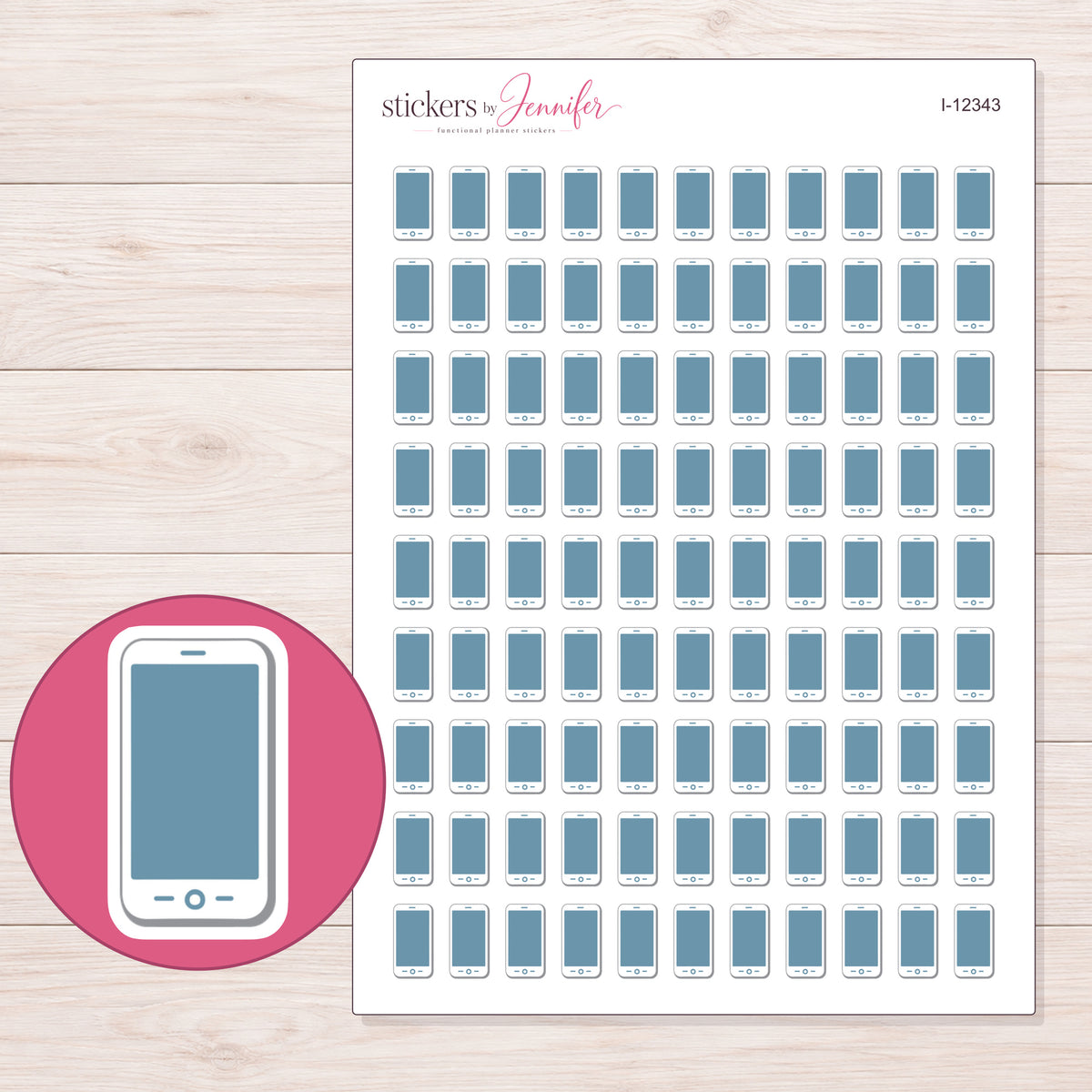 I-12343 planner sticker sheet with enlarged sticker detail