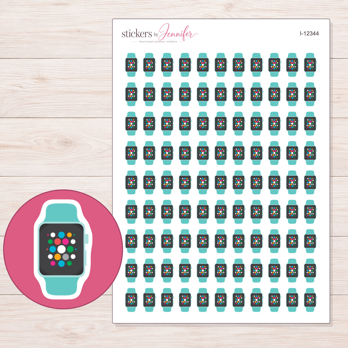 I-12344 planner sticker sheet with enlarged sticker detail
