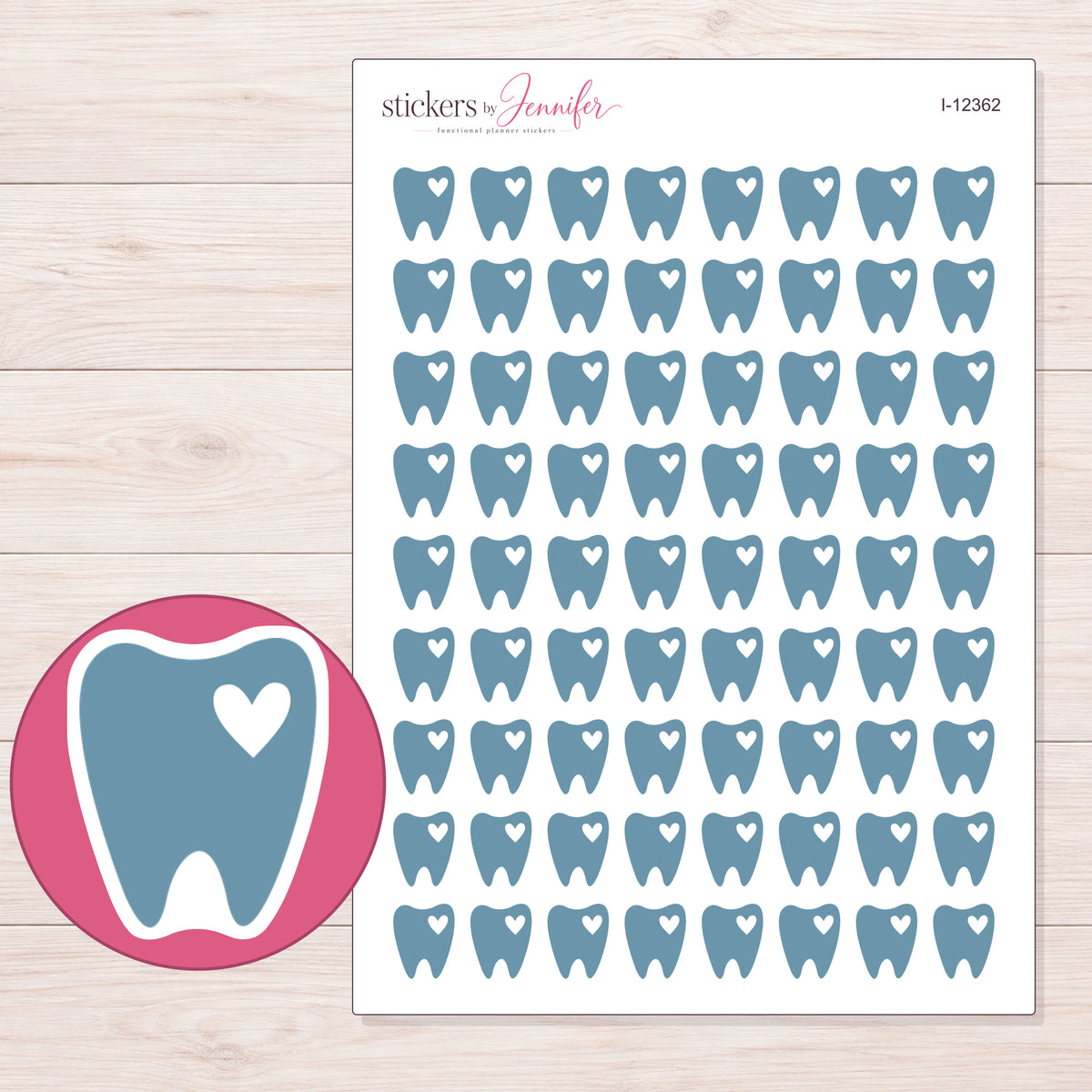 I-12362 planner sticker sheet with enlarged sticker detail