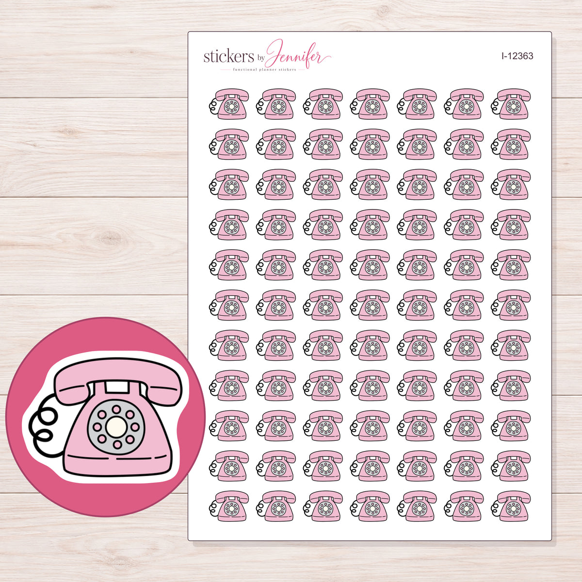 I-12363 planner sticker sheet with enlarged sticker detail
