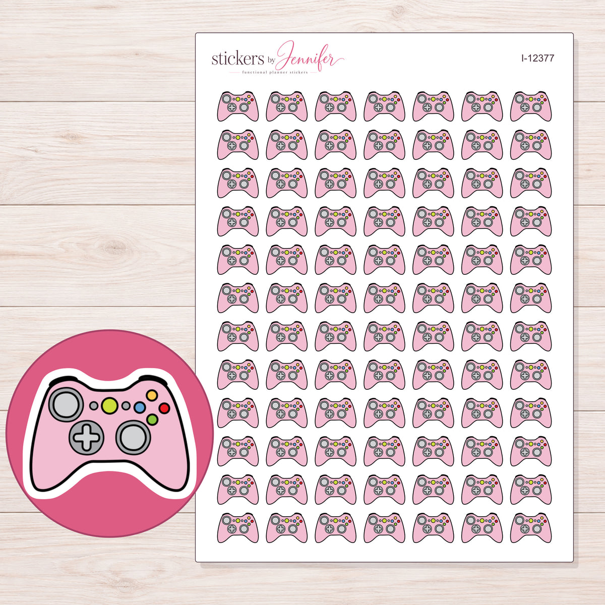 I-12377 planner sticker sheet with enlarged sticker detail