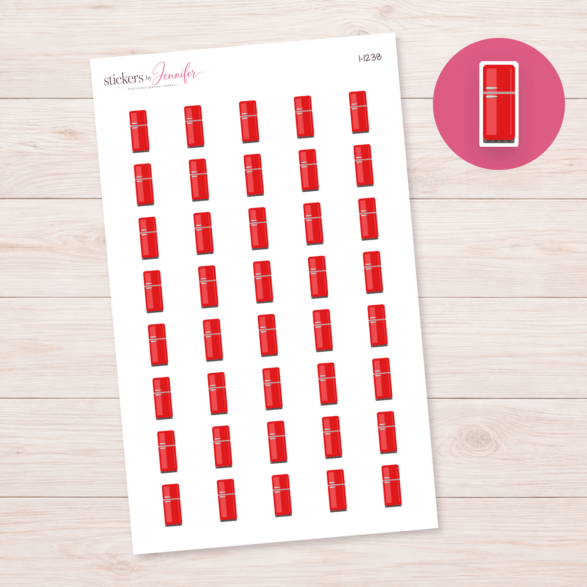 Red Two-Door Fridge Planner Stickers | I-1238