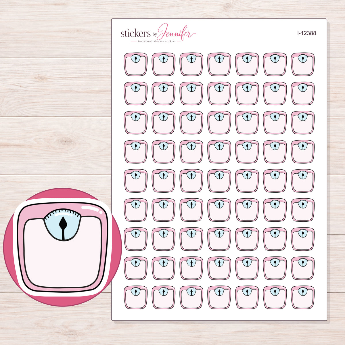 I-12388 planner sticker sheet with enlarged sticker detail