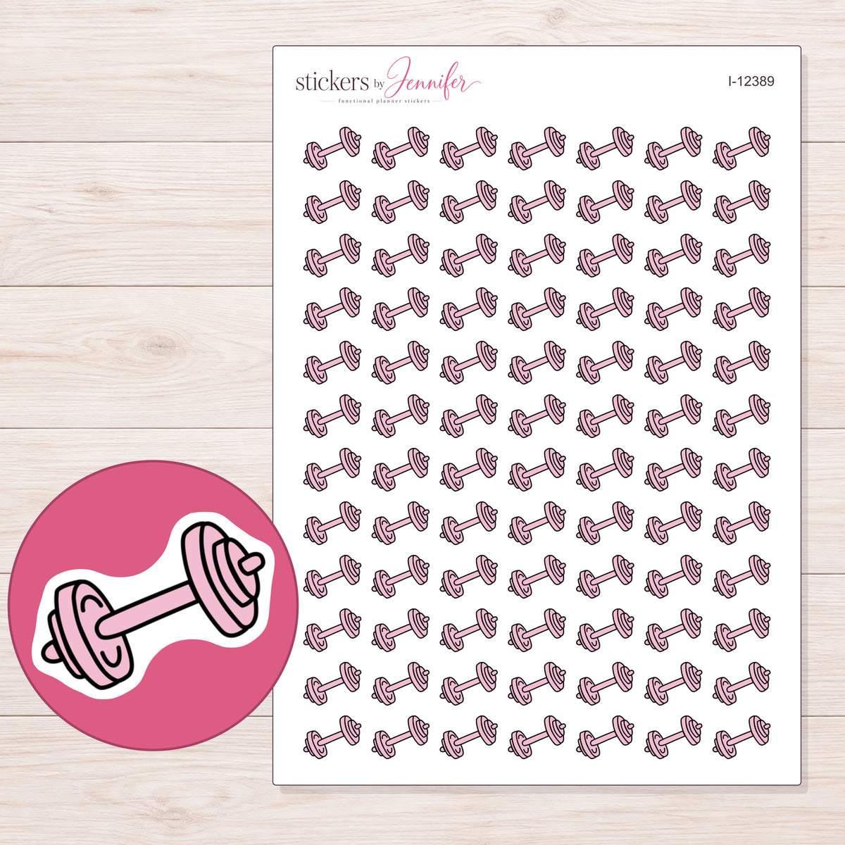 I-12389 planner sticker sheet with enlarged sticker detail