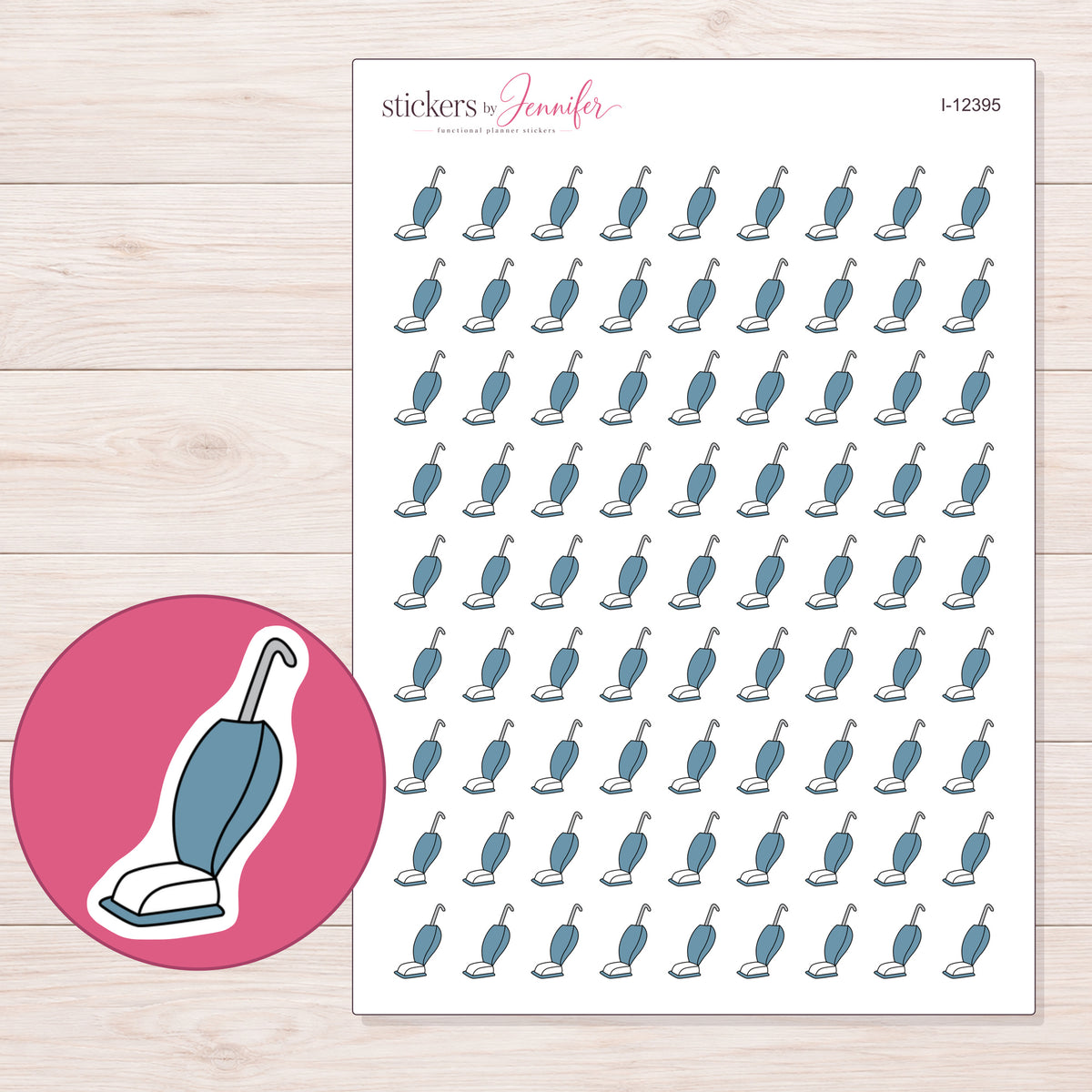 I-12395 planner sticker sheet with enlarged sticker detail