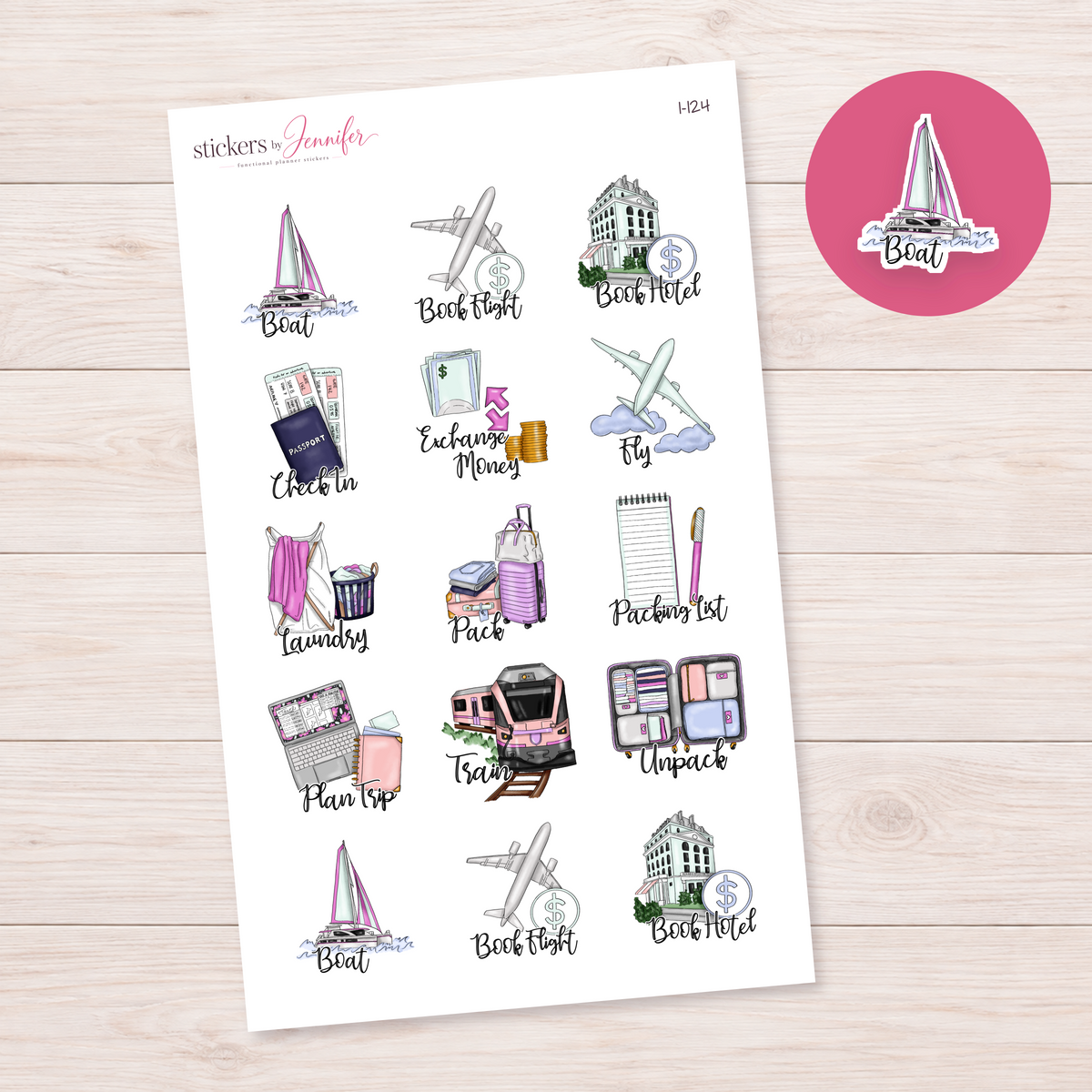 Boat Script Planner Stickers | I-124